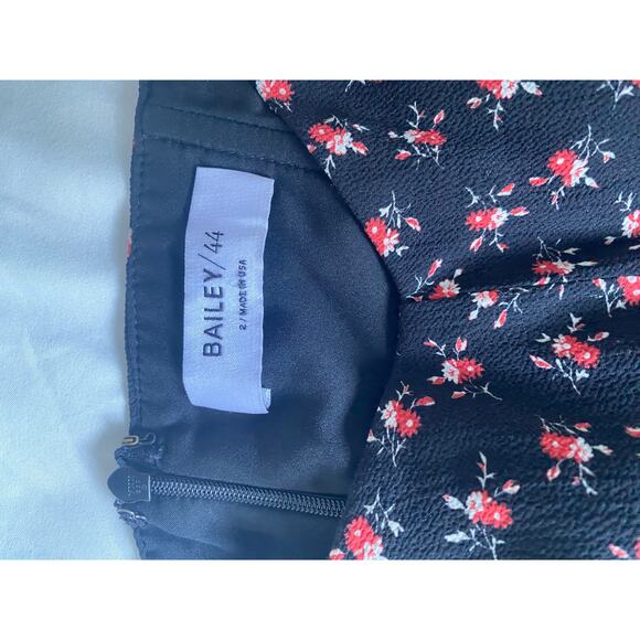 Bailey 44 Black Red Floral Off Shoulder Mini Dress Size 2 Cottagecore Romantic - Picture 6 of 8